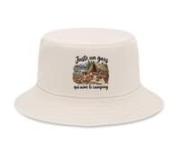 Otshirt Bob Premium Beige Juste Un Gars Qui Aime Le Camping | Coton Brossé 260 g/m² Taille Unique Homme Femme | Chapeau de Soleil Pêche Randonnée Festival | Idée Cadeau Campeur Fête des Pères