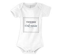 Otshirt Body Bébé Cuisiner Cest Aimer - Baby Bodysuit - Idée Body Bébé Manches Courtes Cadeau Naissance Baby Shower Anniversaire Fête Original Famille Noël. - 18-24 mois - Bleu&Gris - 3