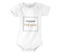 Otshirt Body Bébé Cuisiner Cest Aimer - Baby Bodysuit - Idée Body Bébé Manches Courtes Cadeau Naissance Baby Shower Anniversaire Fête Original Famille Noël. - 0-3 mois - Marron - 3