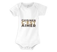 Otshirt Body Bébé Cuisiner Cest Aimer - Baby Bodysuit - Idée Body Bébé Manches Courtes Cadeau Naissance Baby Shower Anniversaire Fête Original Famille Noël. - 18-24 mois - Marron - 1