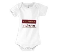 Otshirt Body Bébé Cuisiner Cest Aimer - Baby Bodysuit - Idée Body Bébé Manches Courtes Cadeau Naissance Baby Shower Anniversaire Fête Original Famille Noël. - 3-6 mois - Bordeaux&Marron - 4