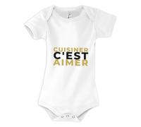 Otshirt Body Bébé Cuisiner Cest Aimer - Baby Bodysuit - Idée Body Bébé Manches Courtes Cadeau Naissance Baby Shower Anniversaire Fête Original Famille Noël. - 12-18 mois - Doré&Noir - 1