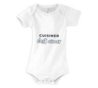 Otshirt Body Bébé Cuisiner Cest Aimer - Baby Bodysuit - Idée Body Bébé Manches Courtes Cadeau Naissance Baby Shower Anniversaire Fête Original Famille Noël. - 0-3 mois - Bleu&Gris - 2