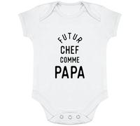 Otshirt Body bébé Futur Chef comme Papa | Imprimé en France, Cadeau Humour Naissance Anniversaire baptème Original Rigolo Humoristique (3-6 Mois,White)