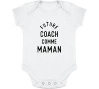 Otshirt Body bébé Future Coach comme Maman | Imprimé en France, Cadeau Humour Naissance Anniversaire baptème Original Rigolo Humoristique (3-6 Mois,White)