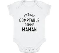 Otshirt Body bébé Future Comptable comme Maman | Imprimé en France, Cadeau Humour Naissance Anniversaire baptème Original Rigolo Humoristique (6-12 Mois,White)