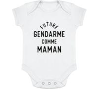 Otshirt Body bébé Future Gendarme comme Maman | Imprimé en France, Cadeau Humour Naissance Anniversaire baptème Original Rigolo Humoristique (3-6 Mois,White)