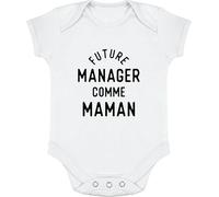 Otshirt Body bébé Future Manager comme Maman | Imprimé en France, Cadeau Humour Naissance Anniversaire baptème Original Rigolo Humoristique (3-6 Mois,White)