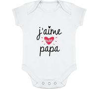 Otshirt Body bébé J'aime Mon Papa | Imprimé en France, Cadeau Humour Naissance Anniversaire baptème Original Rigolo Humoristique (3-6 Mois,White)