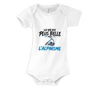 Otshirt Body Bébé La vie est plus belle avec l'alpinisme | modèle 2 | Coton Peigné Boutons Pression 3-6 mois à 18-24 mois | Manches Courtes Mixte | Idée Cadeau Alpiniste Naissance Baby Shower