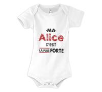 Otshirt Body Bébé Ma Alice C'est la plus forte - Body 12-18 mois - Idée Body Bébé Manches Courtes Cadeau Naissance Baby Shower Anniversaire Fête Original Famille Noël.