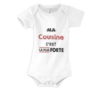 Otshirt Body Bébé Ma Cousine C'est la plus forte - Body 12-18 mois - Idée Body Bébé Manches Courtes Cadeau Naissance Baby Shower Anniversaire Fête Original Famille Noël.