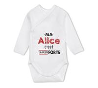 Otshirt Body Bébé Manches Longues Ma Alice C'est la plus forte - Baby Bodysuit 0-3 mois - Idée Body Bébé Manches Longues Cadeau Naissance Baby Shower Anniversaire Fête Original Famille Noël.