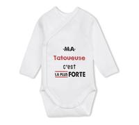 Otshirt Body Bébé Manches Longues Ma Tatoueuse C'est la plus forte - Baby Bodysuit 3-6 mois - Idée Body Bébé Manches Longues Cadeau Naissance Baby Shower Anniversaire Fête Original Famille Noël.