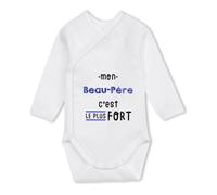Otshirt Body Bébé Manches Longues Mon Beau-Pere C'est le plus fort - Baby Bodysuit 3-6 mois - Idée Body Bébé Manches Longues Cadeau Naissance Baby Shower Anniversaire Fête Original Famille Noël.
