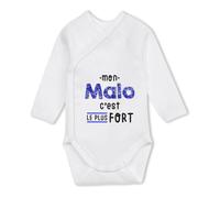 Otshirt Body Bébé Manches Longues Mon Malo C'est le plus fort - Baby Bodysuit 3-6 mois - Idée Body Bébé Manches Longues Cadeau Naissance Baby Shower Anniversaire Fête Original Famille Noël.