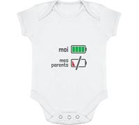 Otshirt Body bébé Moi VS Mes Parents | Imprimé en France, Cadeau Humour Naissance Anniversaire baptème Original Rigolo Humoristique (6-12 Mois,White)