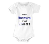 Otshirt Body Bébé Mon Ecriture C'est le plus fort - Body 18-24 mois - Idée Body Bébé Manches Courtes Cadeau Naissance Baby Shower Anniversaire Fête Original Famille Noël.