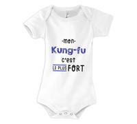 Otshirt Body Bébé Mon Kung-fu C'est le plus fort - Body 0-3 mois - Idée Body Bébé Manches Courtes Cadeau Naissance Baby Shower Anniversaire Fête Original Famille Noël.