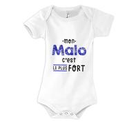 Otshirt Body Bébé Mon Malo C'est le plus fort - Body 0-3 mois - Idée Body Bébé Manches Courtes Cadeau Naissance Baby Shower Anniversaire Fête Original Famille Noël.
