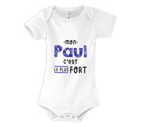 Otshirt Body Bébé Mon Paul C'est le plus fort - Body 6-12 mois - Idée Body Bébé Manches Courtes Cadeau Naissance Baby Shower Anniversaire Fête Original Famille Noël.