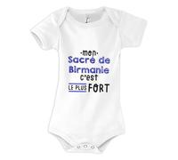 Otshirt Body Bébé Mon Sacre de Birmanie C'est le plus fort - Body 12-18 mois - Idée Body Bébé Manches Courtes Cadeau Naissance Baby Shower Anniversaire Fête Original Famille Noël.