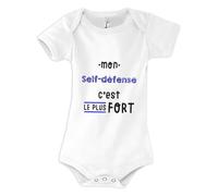 Otshirt Body Bébé Mon Self-defense C'est le plus fort - Body 0-3 mois - Idée Body Bébé Manches Courtes Cadeau Naissance Baby Shower Anniversaire Fête Original Famille Noël.