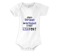 Otshirt Body Bébé Mon Street workout C'est le plus fort - Body 6-12 mois - Idée Body Bébé Manches Courtes Cadeau Naissance Baby Shower Anniversaire Fête Original Famille Noël.