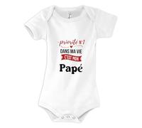 Otshirt Body Bébé Priorite N1 dans ma vie C'est mon Pape - Body 0-3 mois - Idée Body Bébé Manches Courtes Cadeau Naissance Baby Shower Anniversaire Fête Original Famille Noël.