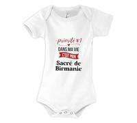 Otshirt Body Bébé Priorite N1 dans ma vie C'est mon Sacre de Birmanie - Body 6-12 mois - Idée Body Bébé Manches Courtes Cadeau Naissance Baby Shower Anniversaire Fête Original Famille Noël.