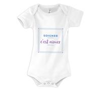 Otshirt Body Bébé Soigner Cest Aimer - Baby Bodysuit - Idée Body Bébé Manches Courtes Cadeau Naissance Baby Shower Anniversaire Fête Original Famille Noël. - 6-12 mois - Bleu&Violet - 3