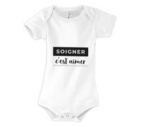 Otshirt Body Bébé Soigner Cest Aimer - Baby Bodysuit - Idée Body Bébé Manches Courtes Cadeau Naissance Baby Shower Anniversaire Fête Original Famille Noël. - 18-24 mois - Noir&Gris - 4