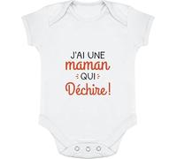 Otshirt Body bébé Une maman qui déchire | Imprimé en France, cadeau humour naissance anniversaire baptème original rigolo humoristique (6-12 mois,White)