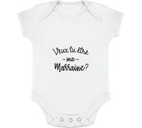 Otshirt Body bébé Veux tu être ma Marraine | Imprimé en France, Cadeau Humour Naissance Anniversaire baptème Original Rigolo Humoristique (6-12 Mois,White)