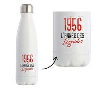 Otshirt Bouteille Isotherme 1956 l'année des légendes | Bottle | Idée Bouteille Isotherme Cadeau Anniversaire Fête Original Famille Travail Départ Collègue Retraite Noël.