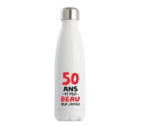 Otshirt Bouteille Isotherme 50 ans et plus beau que jamais | Gourde | Idée Cadeau Anniversaire Humour Drôle Mignon Original Fête