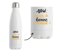 Otshirt Bouteille Isotherme Astrid - source de bonne humeur - Gourde - Idée Bouteille Isotherme Cadeau Anniversaire Fête Original Famille Travail Départ Collègue Retraite Noël.