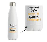 Otshirt Bouteille Isotherme Auxiliaire de justice - source de bonne humeur - Gourde - Idée Bouteille Isotherme Cadeau Anniversaire Fête Original Famille Travail Départ Collègue Retraite Noël.