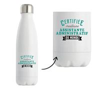 Otshirt Bouteille Isotherme Certifiee Meilleure Assistante administratif du monde - Gourde - Idée Bouteille Isotherme Cadeau Anniversaire Fête Original Famille Travail Départ Collègue Retraite Noël.