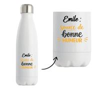 Otshirt Bouteille Isotherme Emile - source de bonne humeur - Gourde - Idée Bouteille Isotherme Cadeau Anniversaire Fête Original Famille Travail Départ Collègue Retraite Noël.