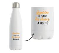 Otshirt Bouteille Isotherme Gwendoline ne fait pas les choses a moitie - Gourde - Idée Bouteille Isotherme Cadeau Anniversaire Fête Original Famille Travail Départ Collègue Retraite Noël.