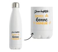 Otshirt Bouteille Isotherme Jean-baptiste - source de bonne humeur - Gourde - Idée Bouteille Isotherme Cadeau Anniversaire Fête Original Famille Travail Départ Collègue Retraite Noël.
