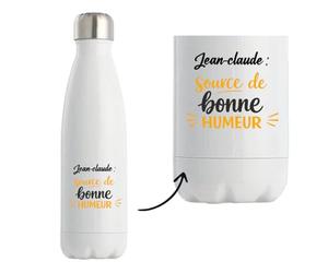 Otshirt Bouteille Isotherme Jean-claude - source de bonne humeur - Gourde - Idée Bouteille Isotherme Cadeau Anniversaire Fête Original Famille Travail Départ Collègue Retraite Noël.