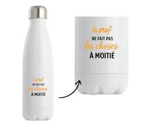 Otshirt Bouteille Isotherme la prof ne fait pas les choses a moitie - Gourde - Idée Bouteille Isotherme Cadeau Anniversaire Fête Original Famille Travail Départ Collègue Retraite Noël.