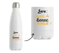 Otshirt Bouteille Isotherme Lara - source de bonne humeur - Gourde - Idée Bouteille Isotherme Cadeau Anniversaire Fête Original Famille Travail Départ Collègue Retraite Noël.