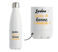 Otshirt Bouteille Isotherme Loulou - source de bonne humeur - Gourde - Idée Bouteille Isotherme Cadeau Anniversaire Fête Original Famille Travail Départ Collègue Retraite Noël.