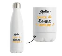 Otshirt Bouteille Isotherme Malia - source de bonne humeur - Gourde - Idée Bouteille Isotherme Cadeau Anniversaire Fête Original Famille Travail Départ Collègue Retraite Noël.