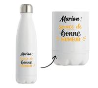 Otshirt Bouteille Isotherme Marion - source de bonne humeur - Gourde - Idée Bouteille Isotherme Cadeau Anniversaire Fête Original Famille Travail Départ Collègue Retraite Noël.