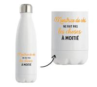 Otshirt Bouteille Isotherme Monitrice de ski ne fait pas les choses a moitie - Gourde - Idée Bouteille Isotherme Cadeau Anniversaire Fête Original Famille Travail Départ Collègue Retraite Noël.