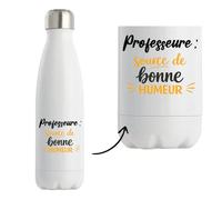 Otshirt Bouteille Isotherme Professeure - source de bonne humeur - Gourde - Idée Bouteille Isotherme Cadeau Anniversaire Fête Original Famille Travail Départ Collègue Retraite Noël.